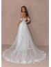 Ivory Lace Tulle Structured Wedding Dress With Detachable Straps